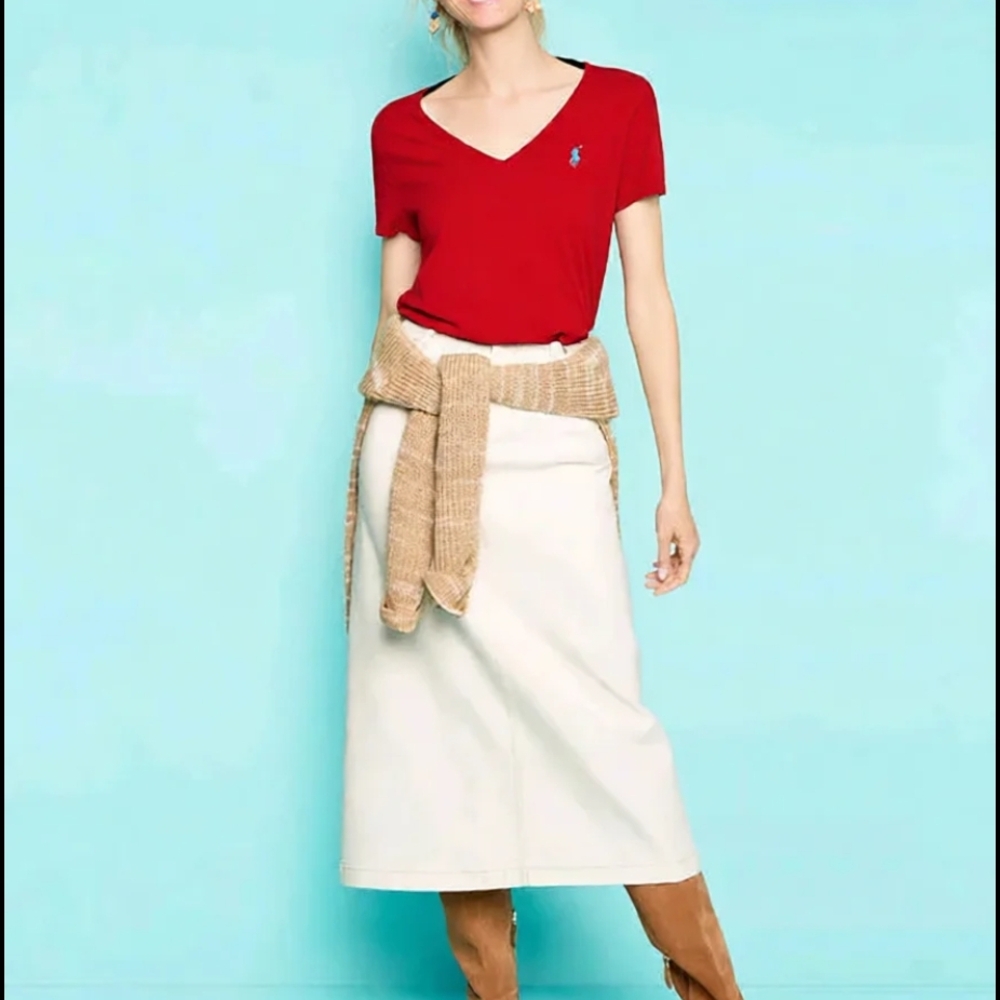 Polo by Ralph Lauren Women's Red V-Neck Top